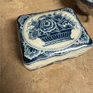 Blue and White Ceramic Box
